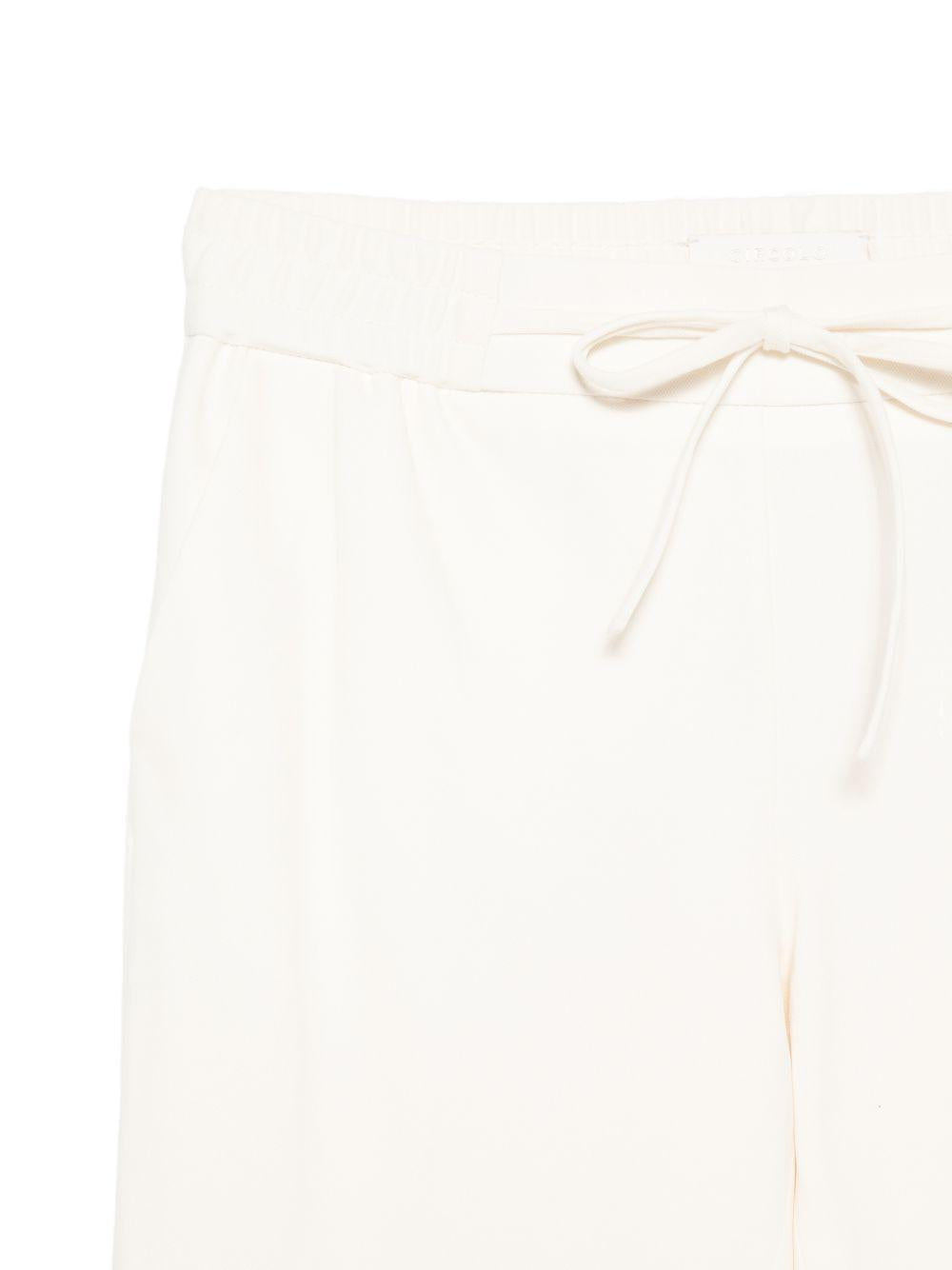 CIRCOLO 1901 Pantaloni in cotone elasticizzato bianco con coulisse 