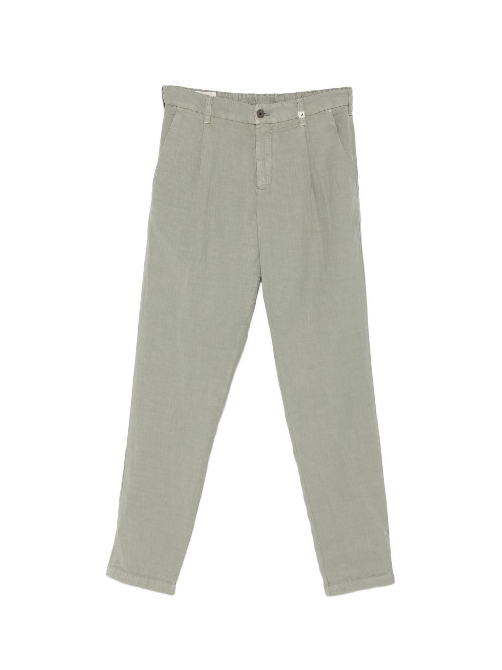 MYTHS Pantaloni in misto lino grigio con pence 