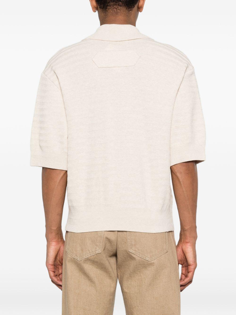 JACQUEMUS Polo in maglia in cotone e seta beige 