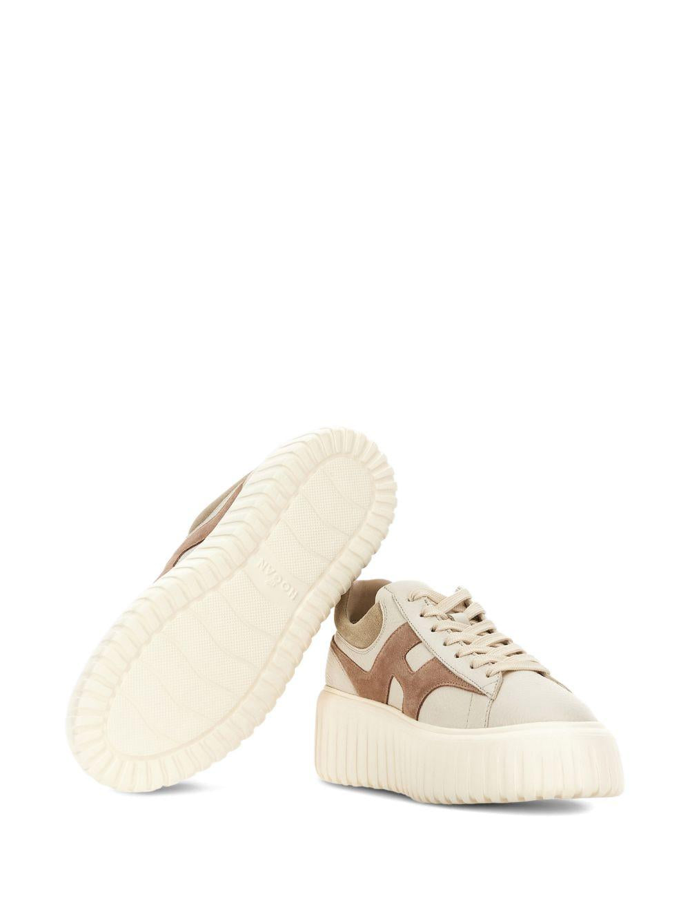 HOGAN Sneakers Hogan H-Stripes in pelle beige e marrone 