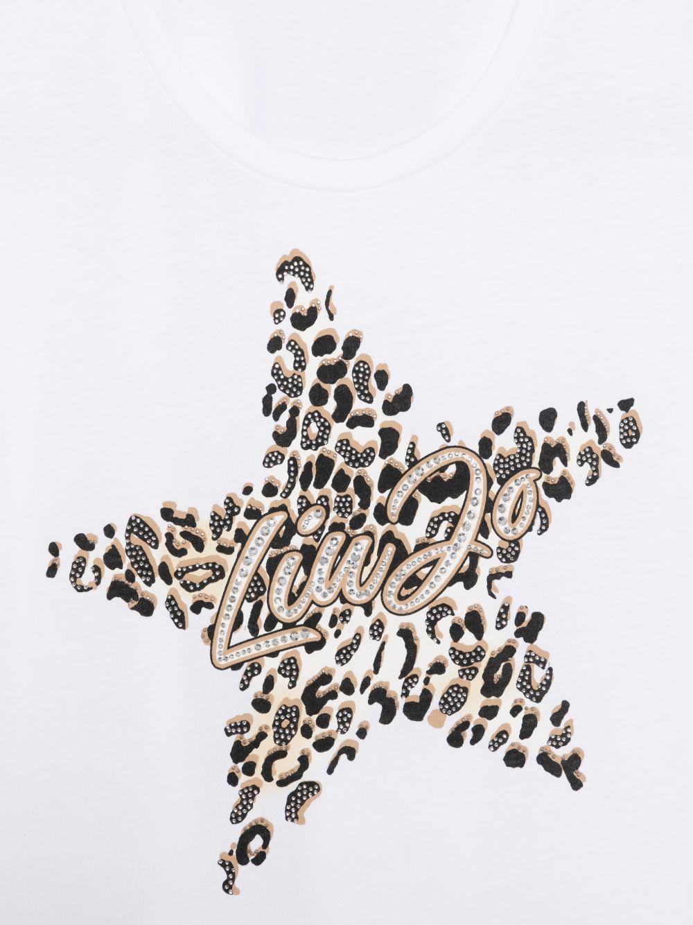 LIUJO T-shirt in cotone bianco con stampa 