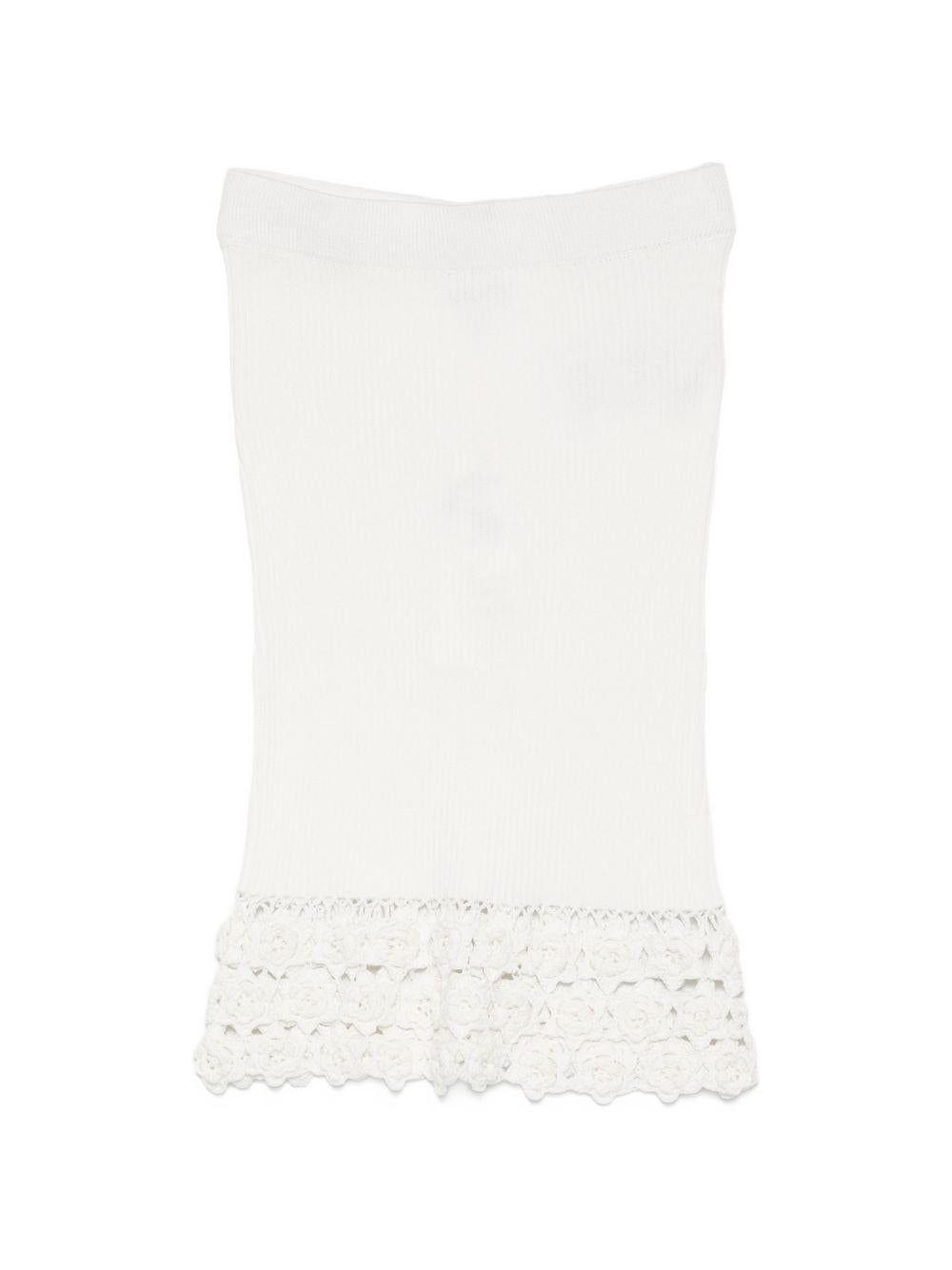 GANNI Gonna midi in cotone con ricamo sul fondo 