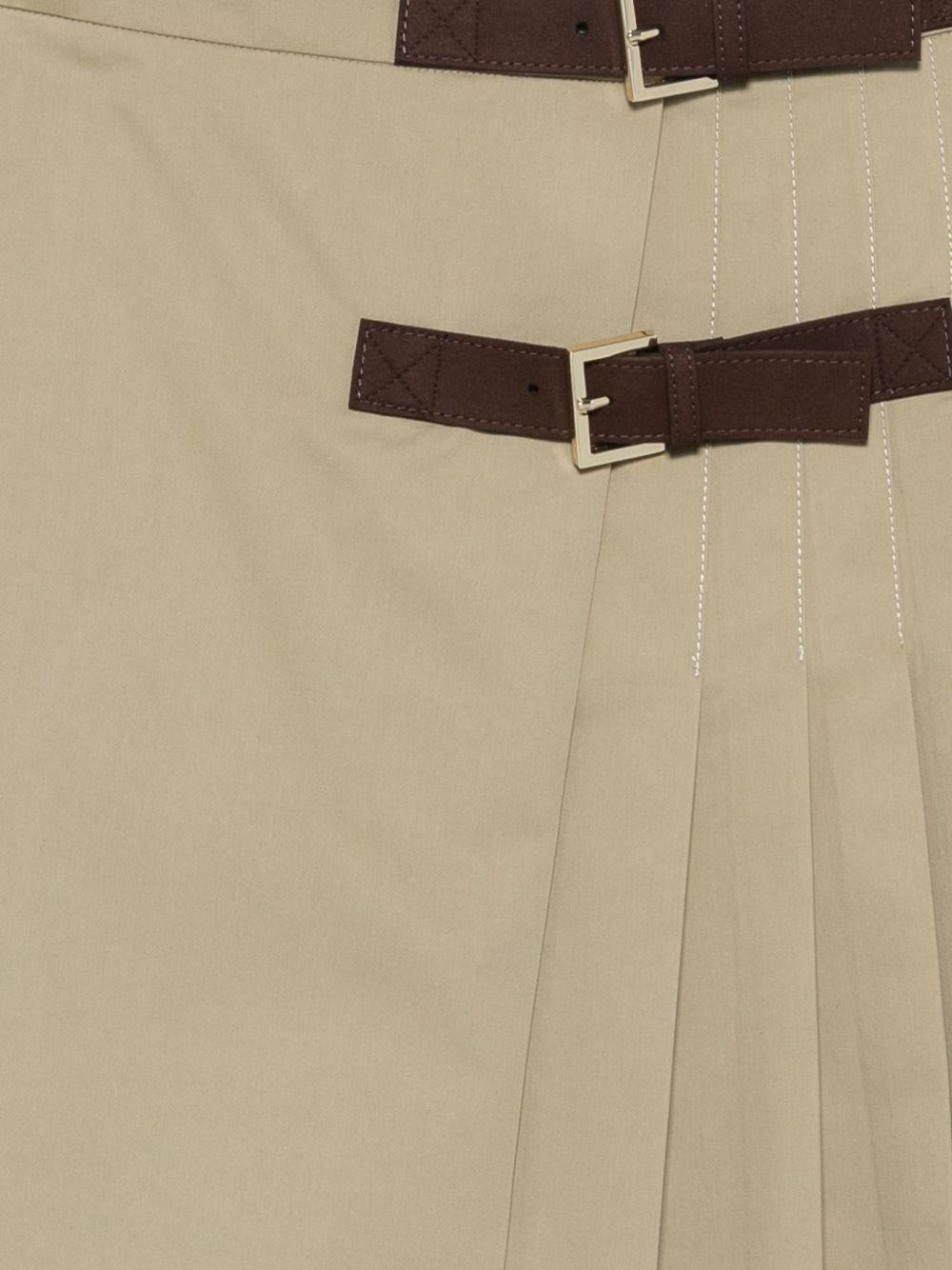 SEMICOUTURE Gonna midi Pabla in cotone verde con cinture 