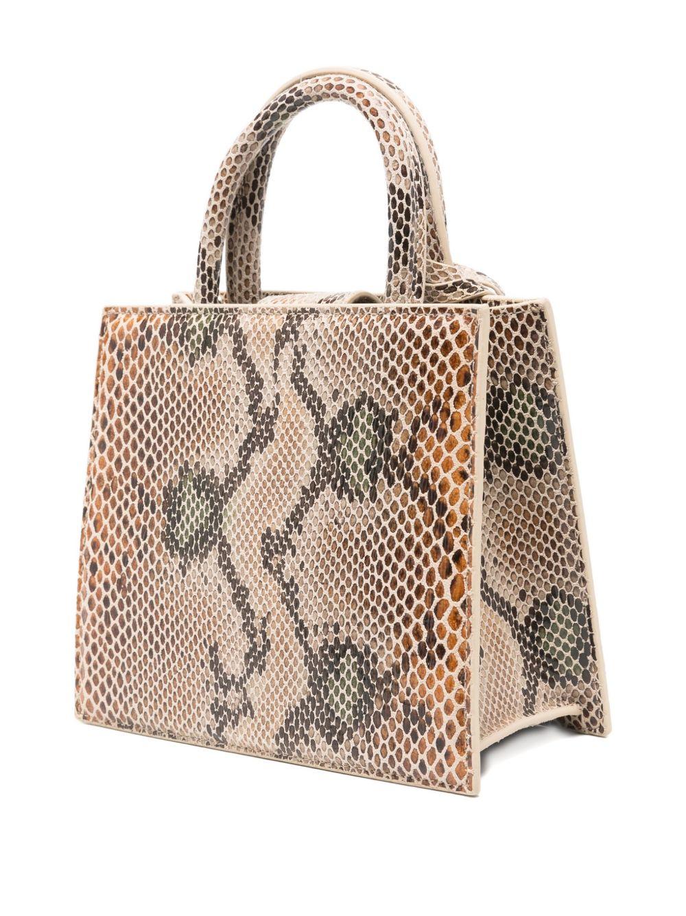 MC2 SAINT BARTH Beige snakeskin-effect Shop Bag Mini 