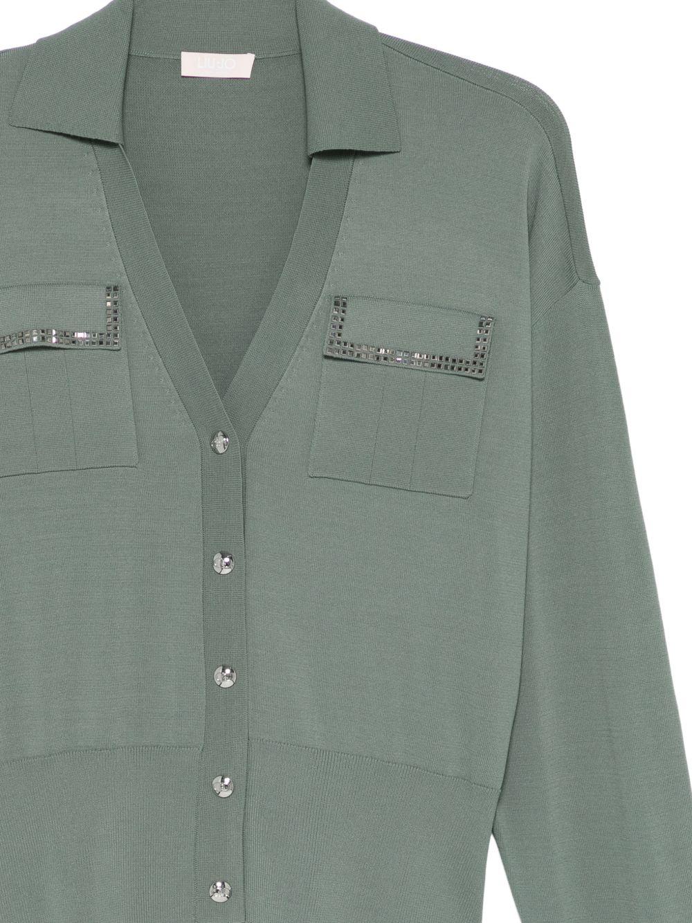 LIUJO Cardigan verde militare con tasche sul petto 