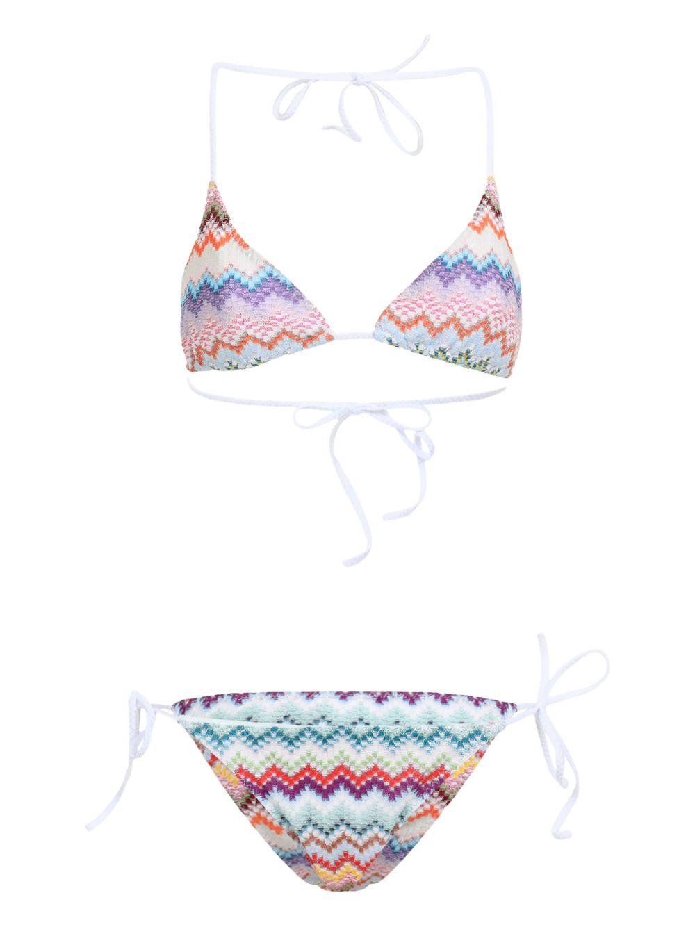 MISSONI Bikini bianco e multicolore con motivo chevron 
