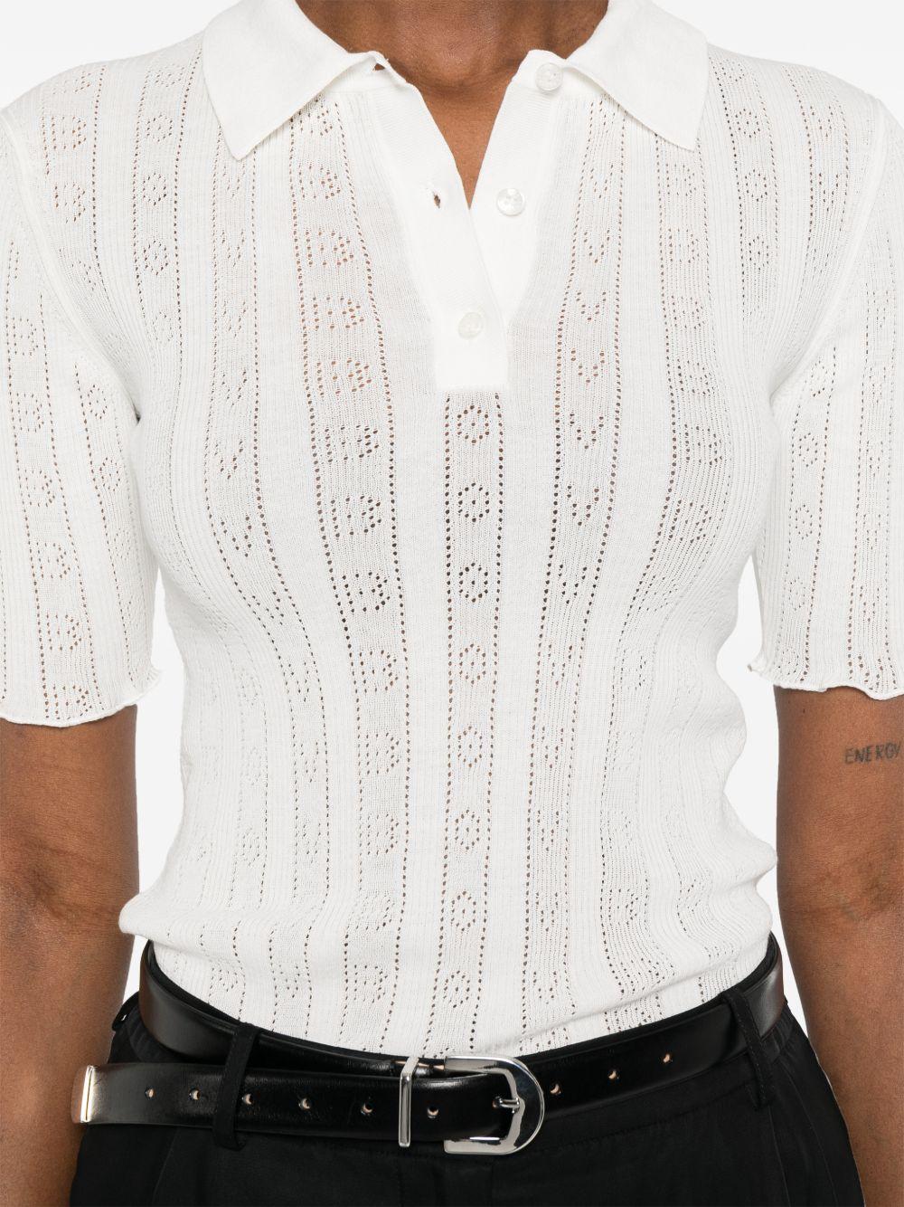 VICTORIA BECKHAM Polo in cotone bianco traforata 