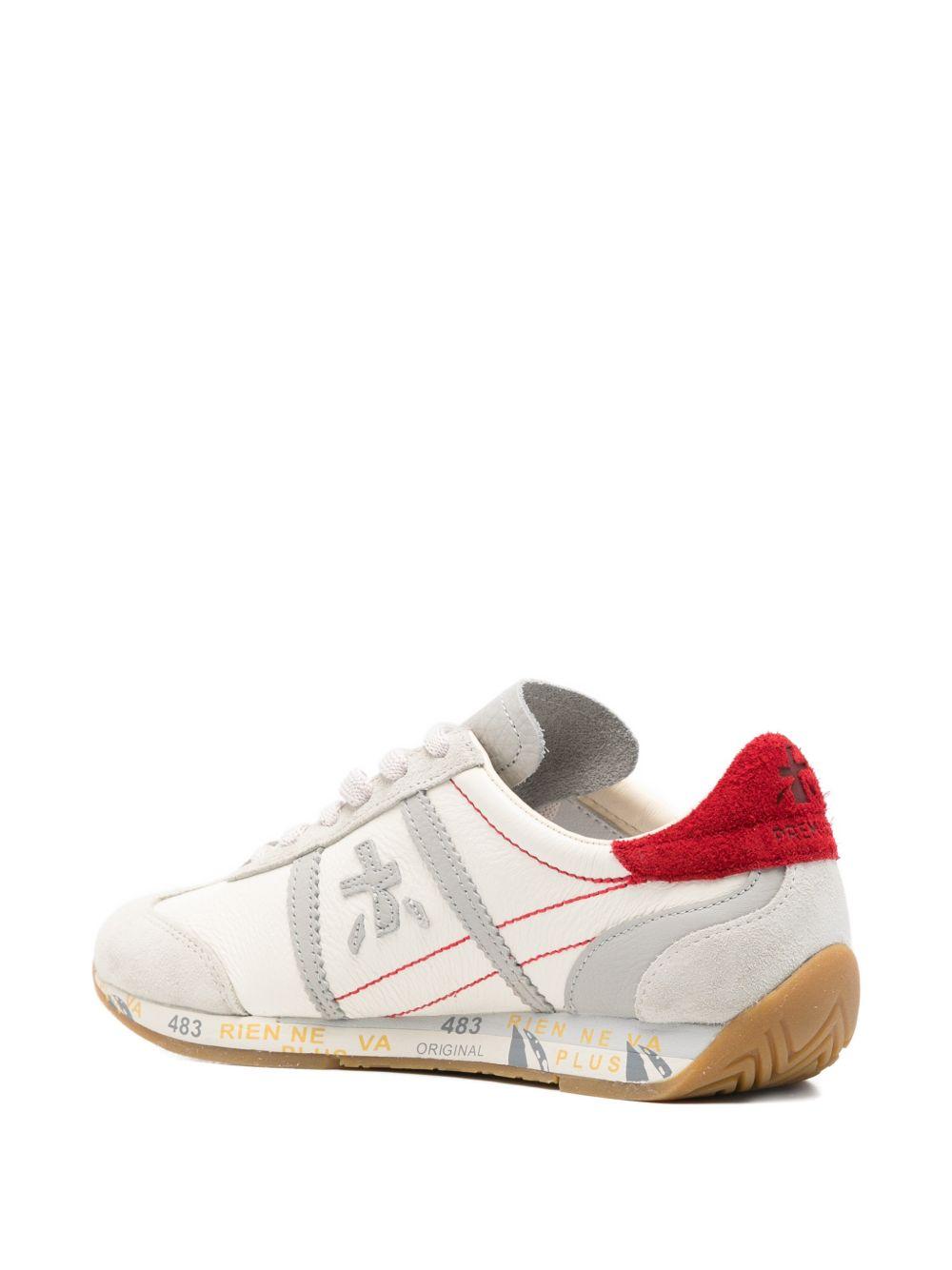 PREMIATA Sneakers con linguetta e tallone rosso beige 