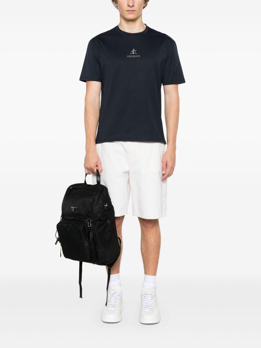 PREMIATA T-shirt in cotone blu con logo bianco 