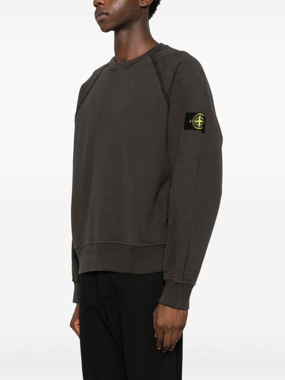 STONE ISLAND Felpa con patch logo in cotone grigio 