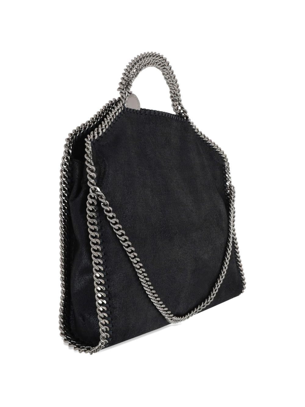 STELLA MCCARTNEY Borsa tote Falabella nera con catena argentata 