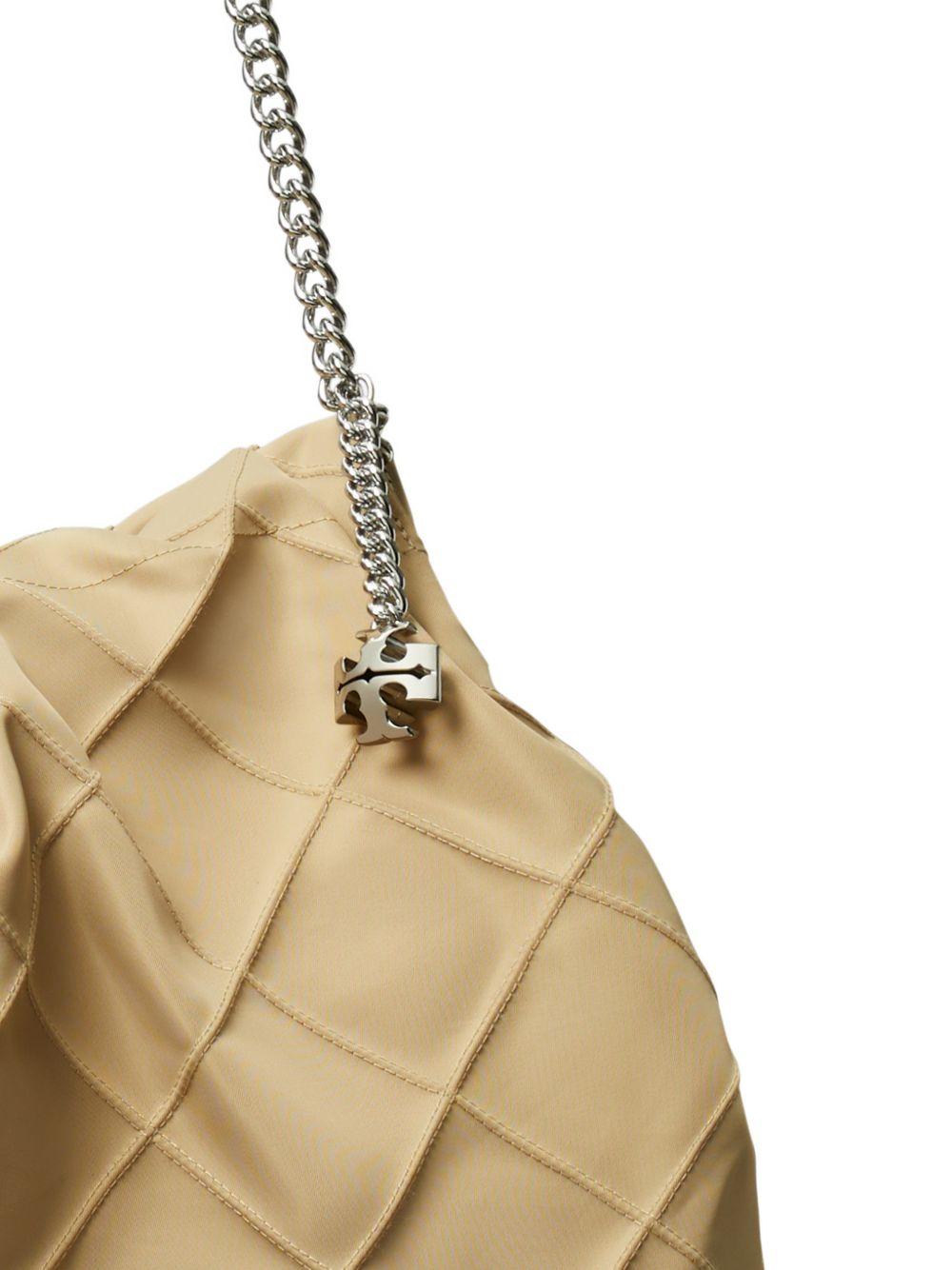 TORY BURCH Borsa a spalla beige con catena argento 