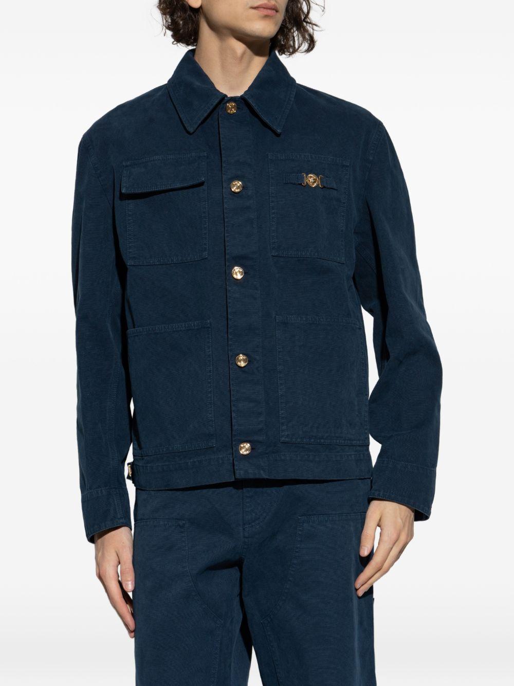 VERSACE Camicia blu con collo a punta 