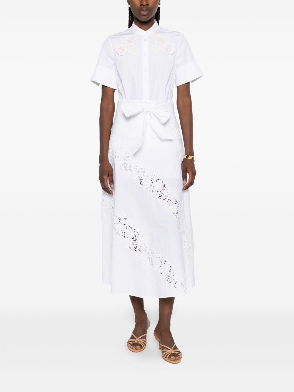 TWINSET Abito midi bianco con trine 