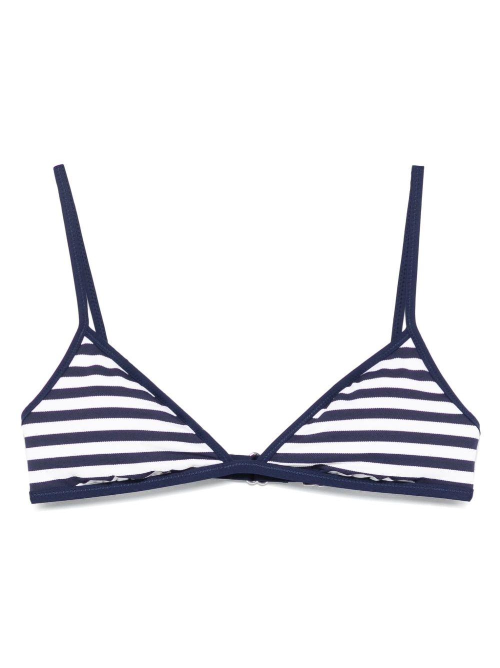 POLO RALPH LAUREN Top bikini a triangolo a righe bianche e blu 