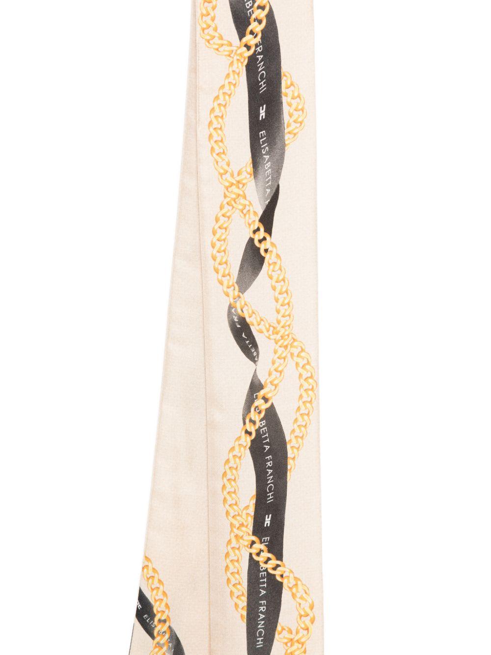 ELISABETTA FRANCHI Foulard con stampa grafica color marrone 