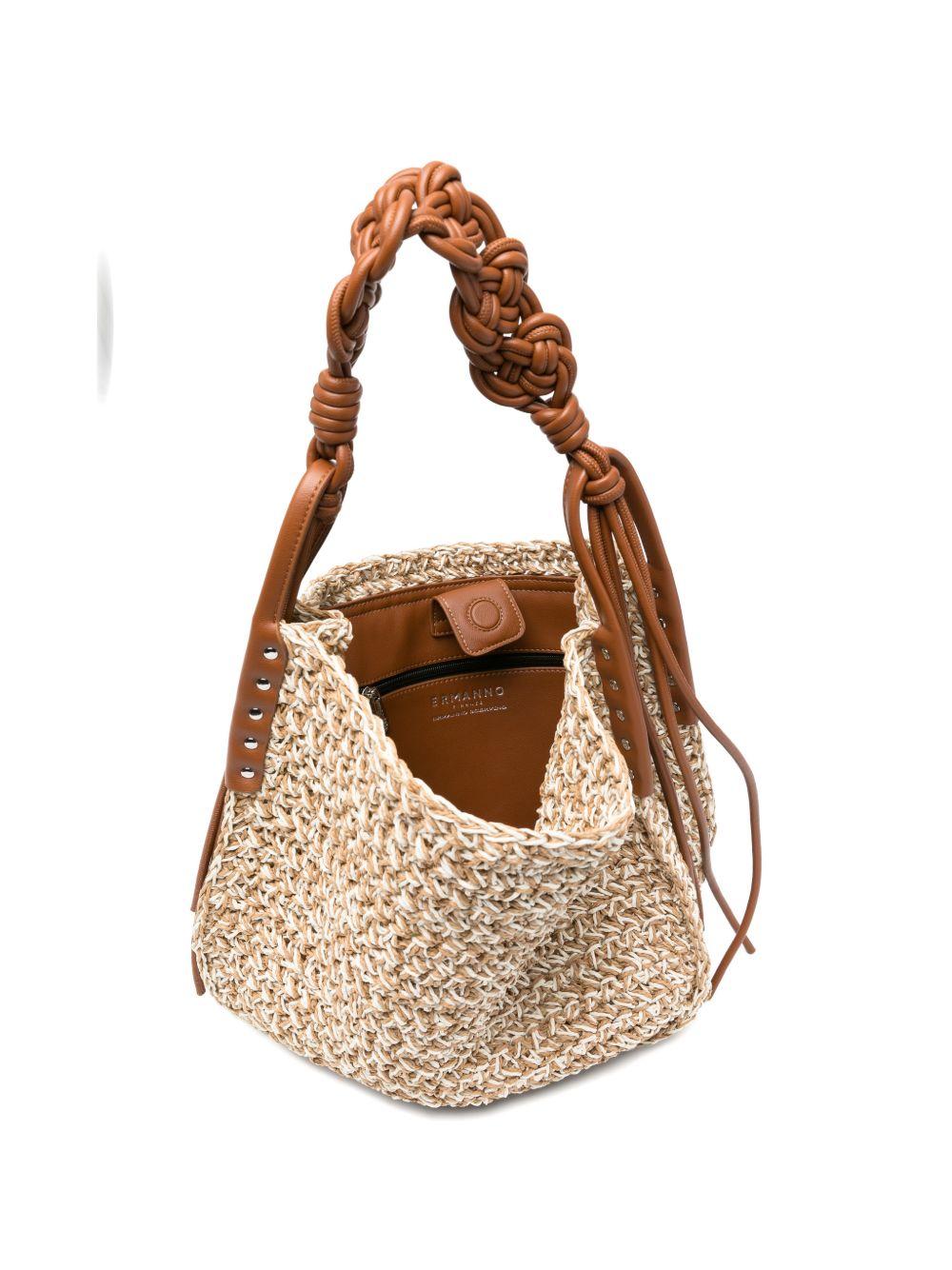 ERMANNO FIRENZE Borsa in raffia con logo 