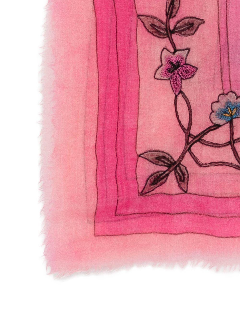 FALIERO SARTI Foulard rosa con ricami floreali 