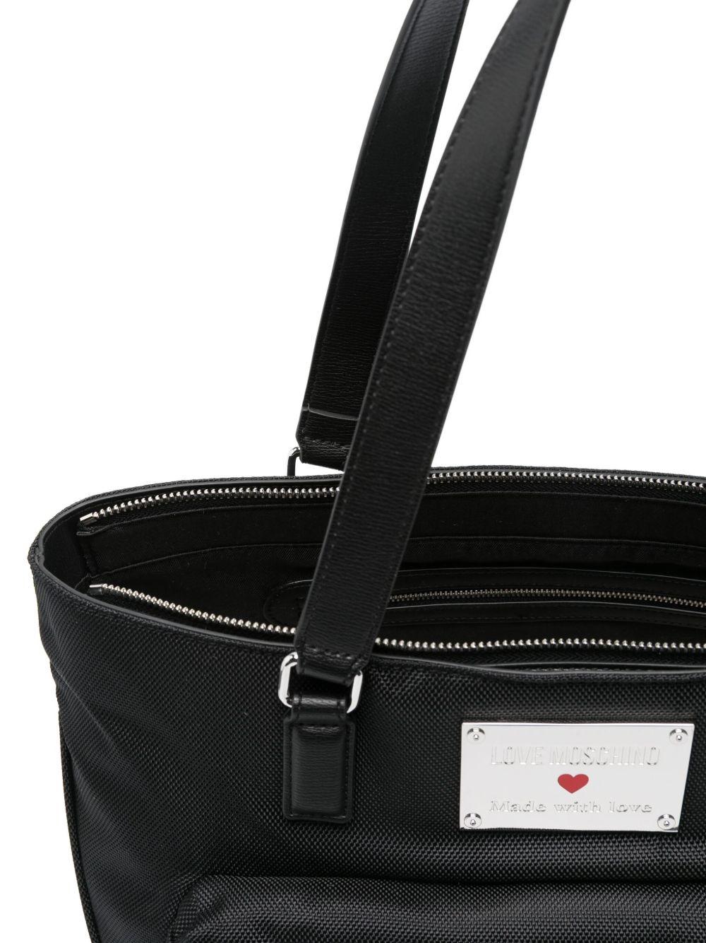LOVE MOSCHINO Borsa shopping nera con logo 