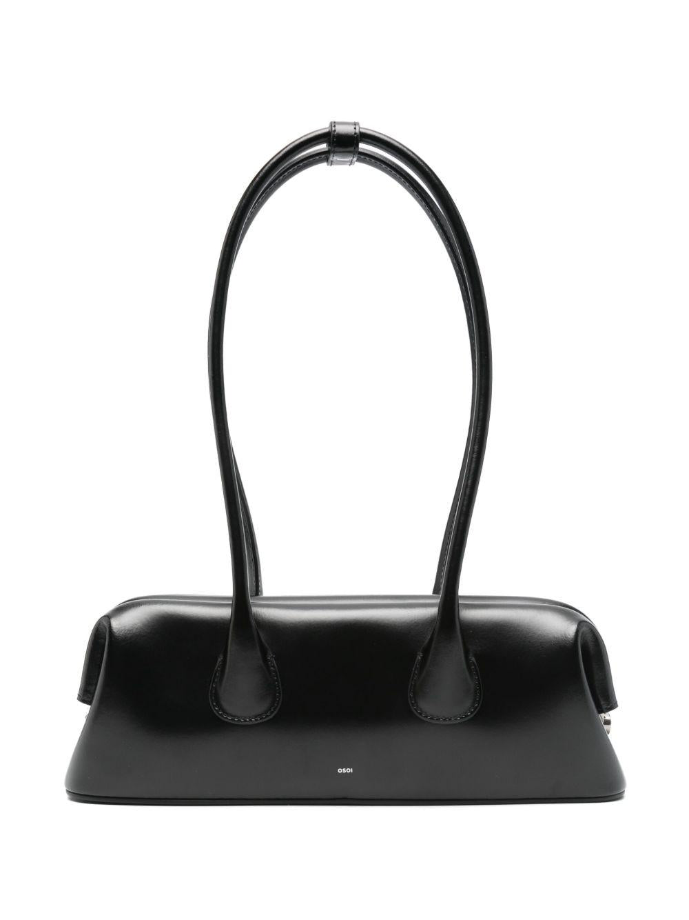 OSOI Borsa a spalla Boat Wide Mini in pelle nera 