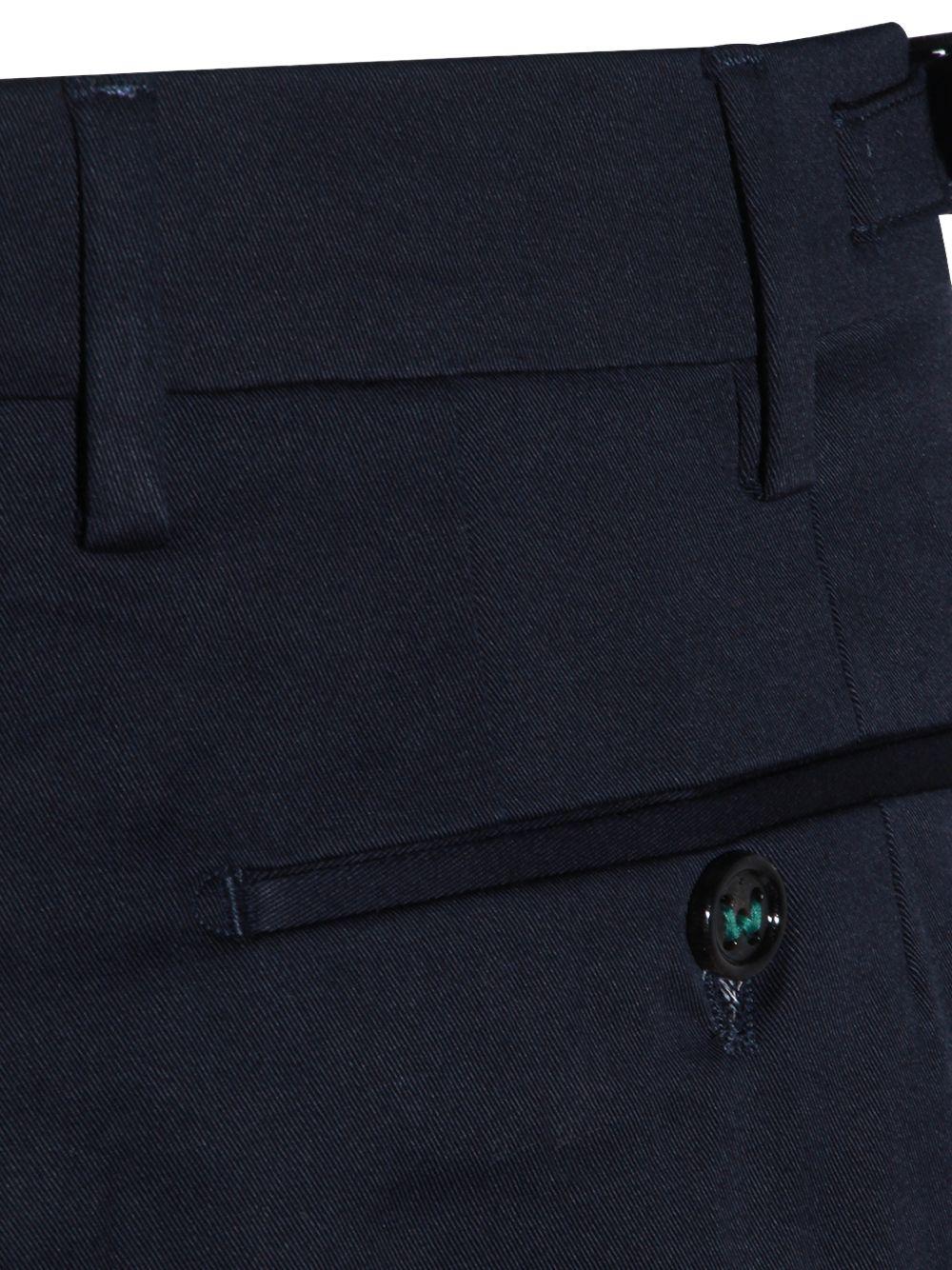 BERWICH Pantaloni Retrolong in cotone blu con pence 