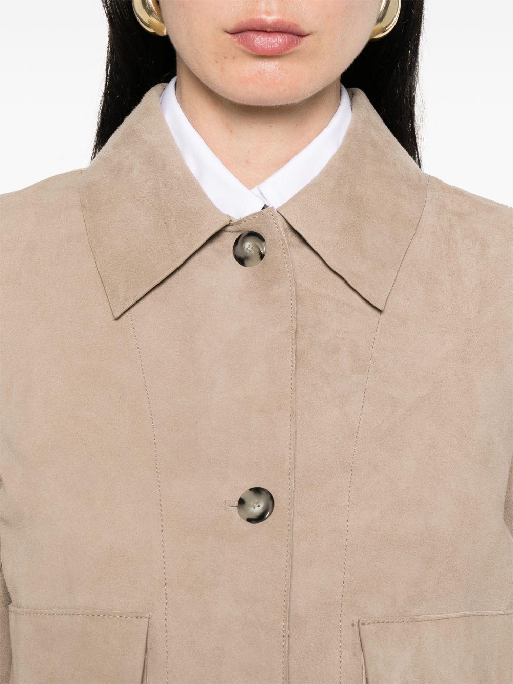 THE JACK AND JACKIE LEATHERS Giacca in pelle scamosciata beige 