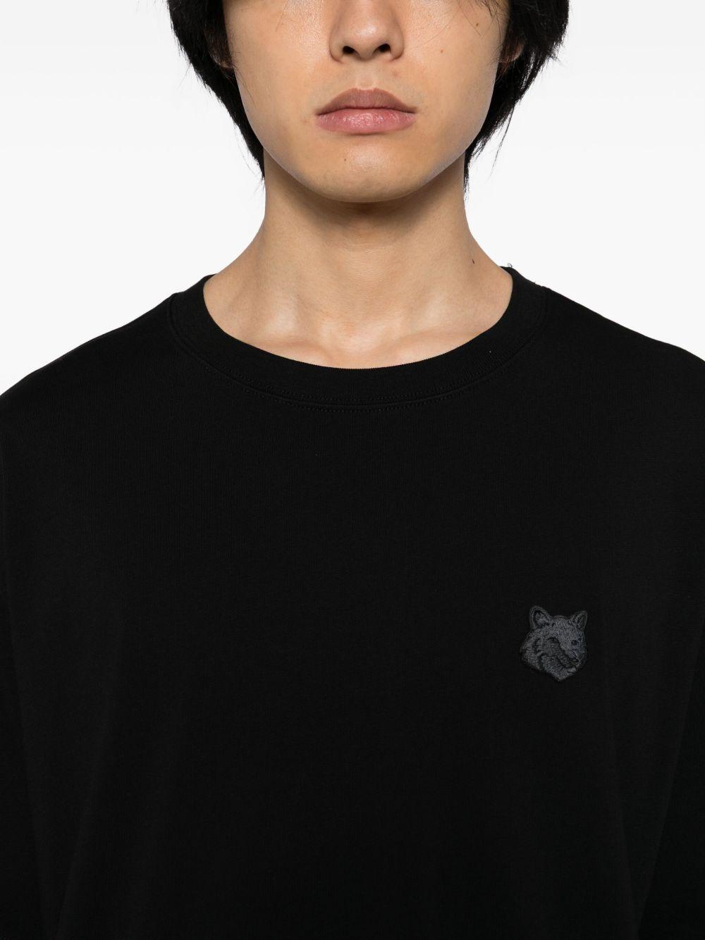 MAISON KITSUNE T-shirt a maniche corte nera in cotone con logo 