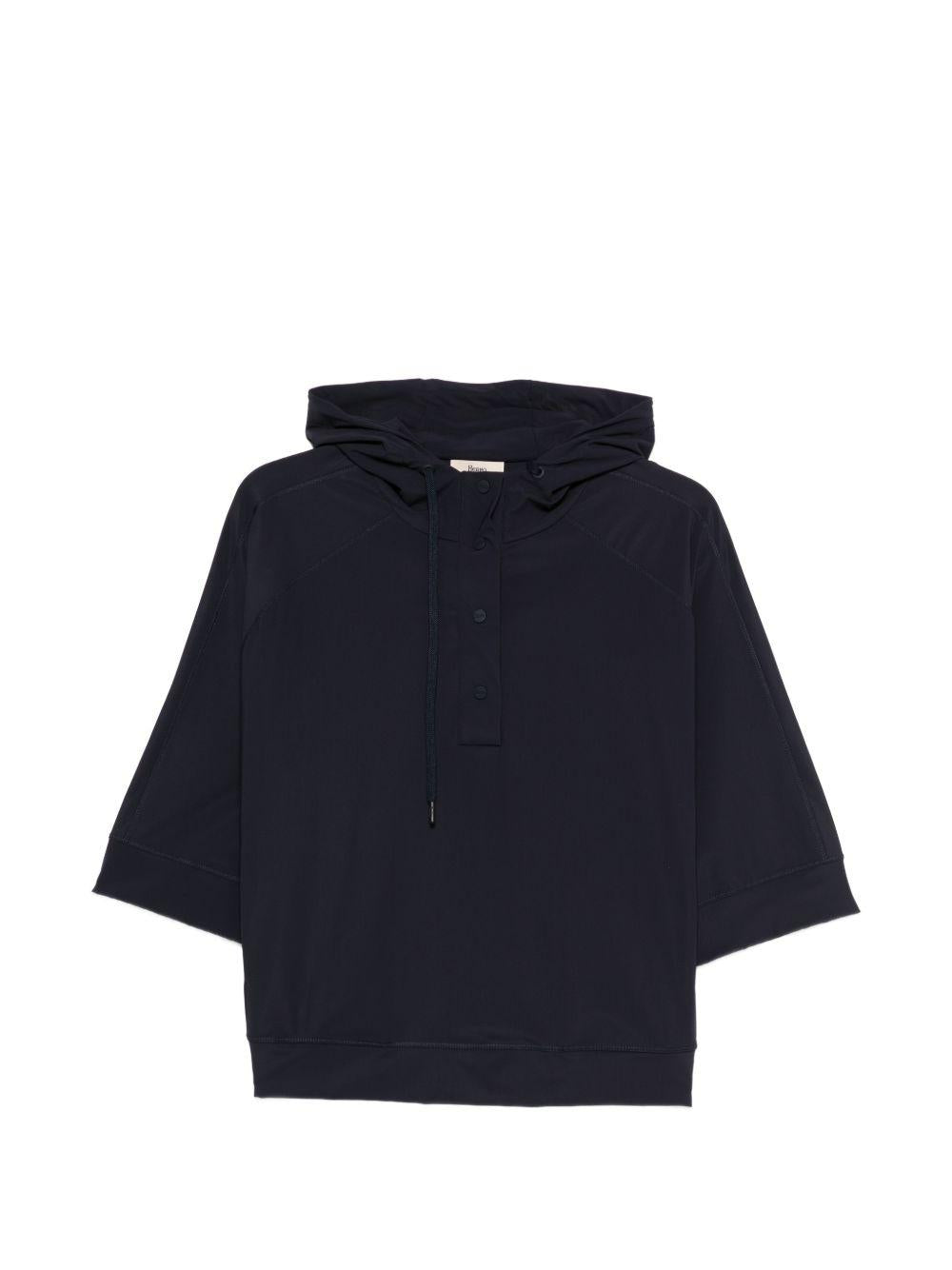 HERNO Felpa con cappuccio e maniche a 3/4 