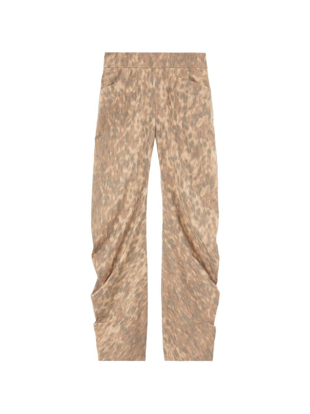 GANNI Pantaloni multicolor marroni con drappeggi 