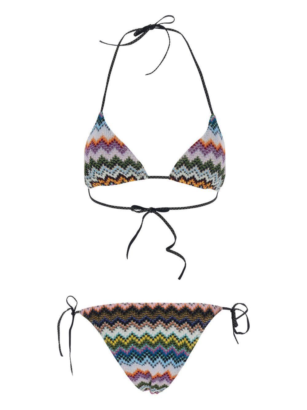 MISSONI Bikini nero/multicolore con motivo chevron 
