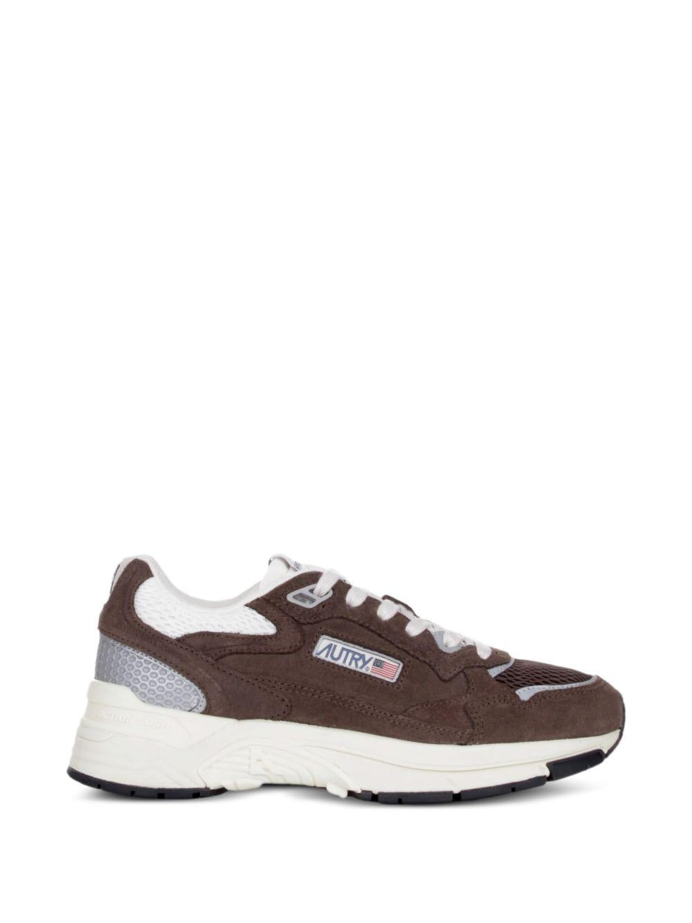 AUTRY Sneakers Hyperway in suede e mesh marrone e argento 