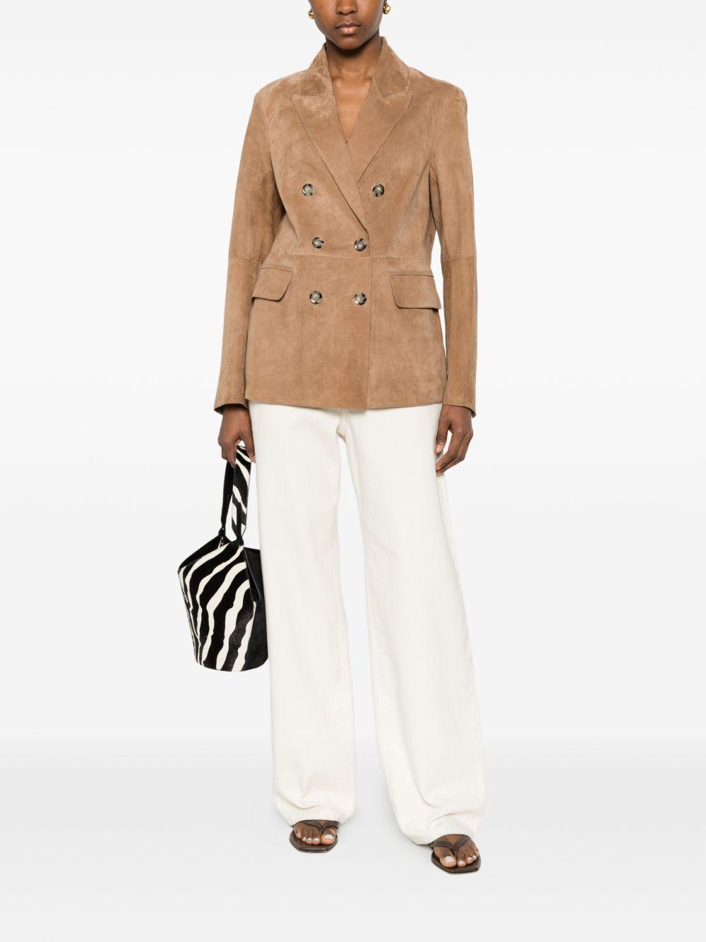 THE JACK AND JACKIE LEATHERS Blazer doppiopetto in pelle scamosciata 