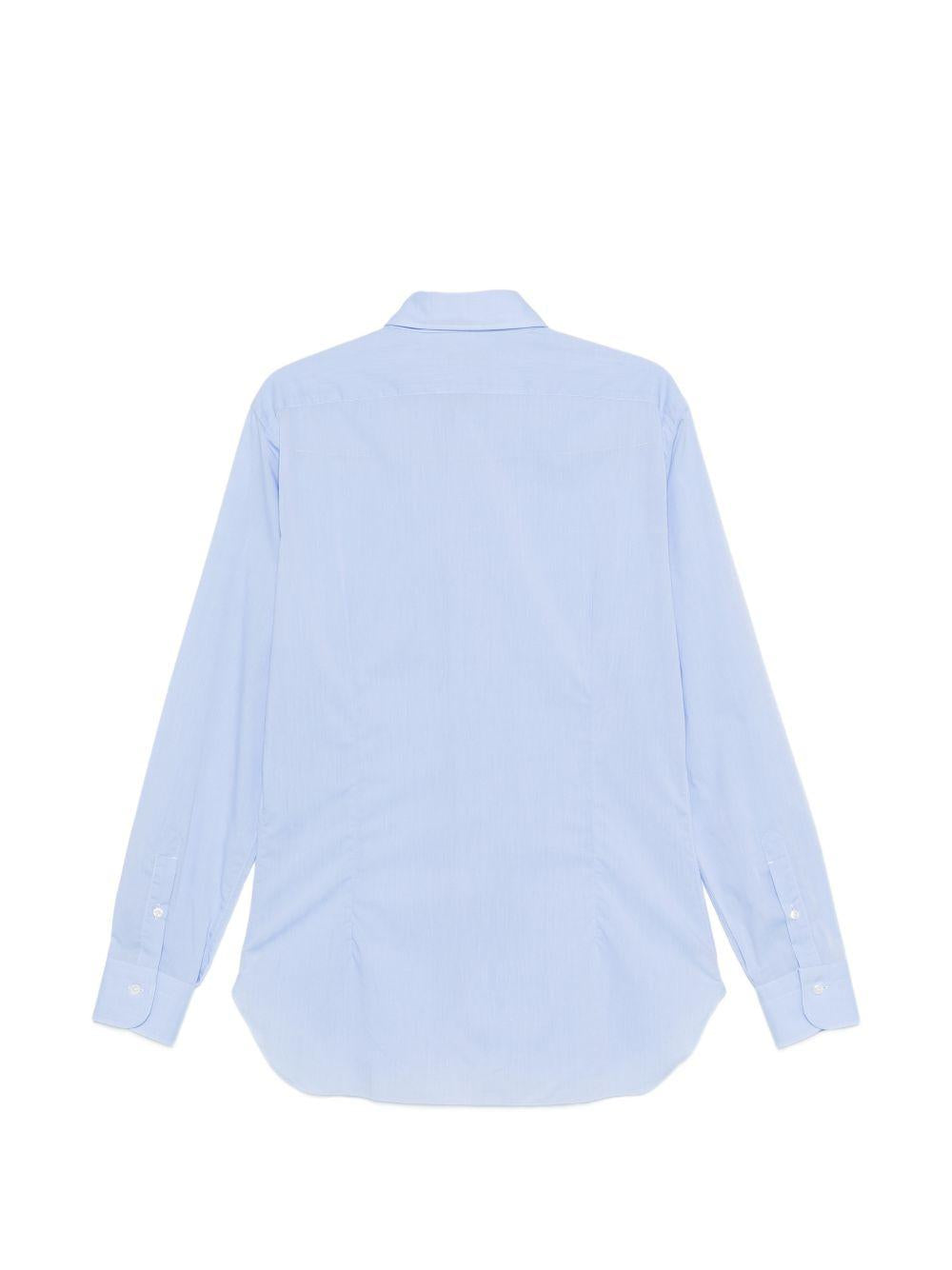 BARBA Camicia in cotone azzurro chiaro con collo spread 
