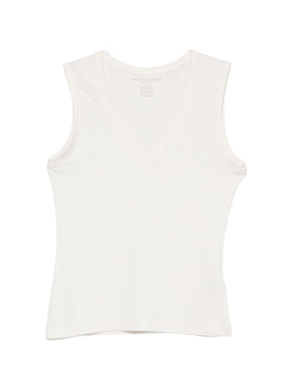 MAJESTIC FILATURES T-shirt crema senza maniche 