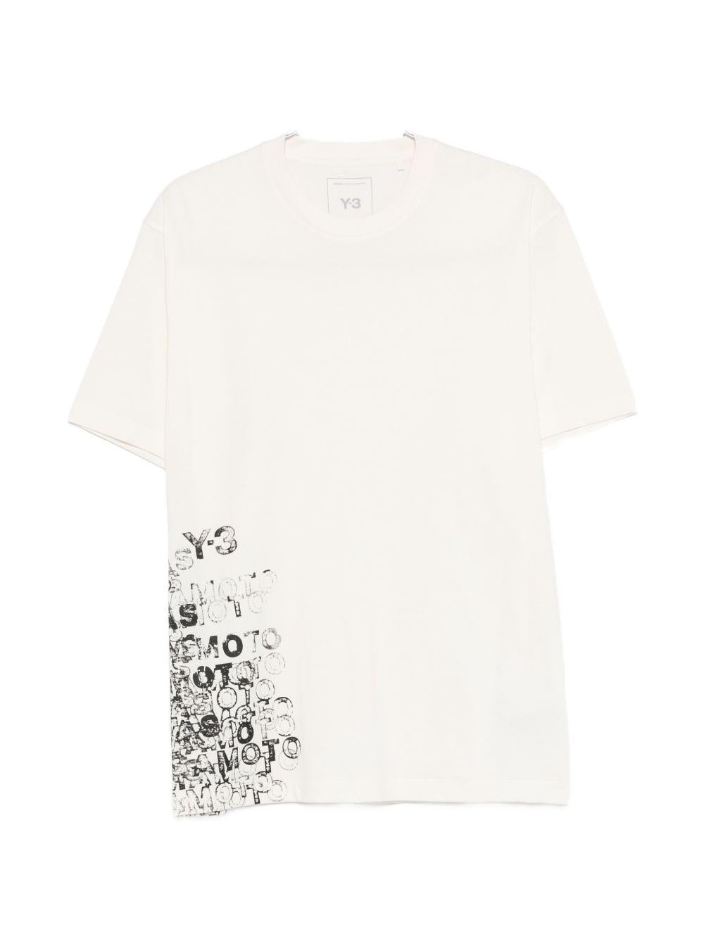 Y3 T-shirt in cotone bianco con stampa nera 