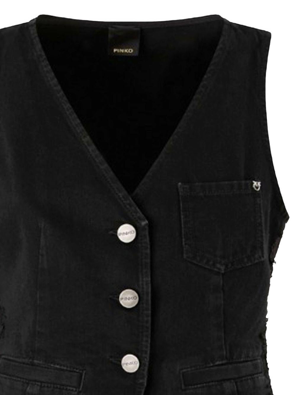 PINKO Gilet Gardener in denim con bottoni e tasca 