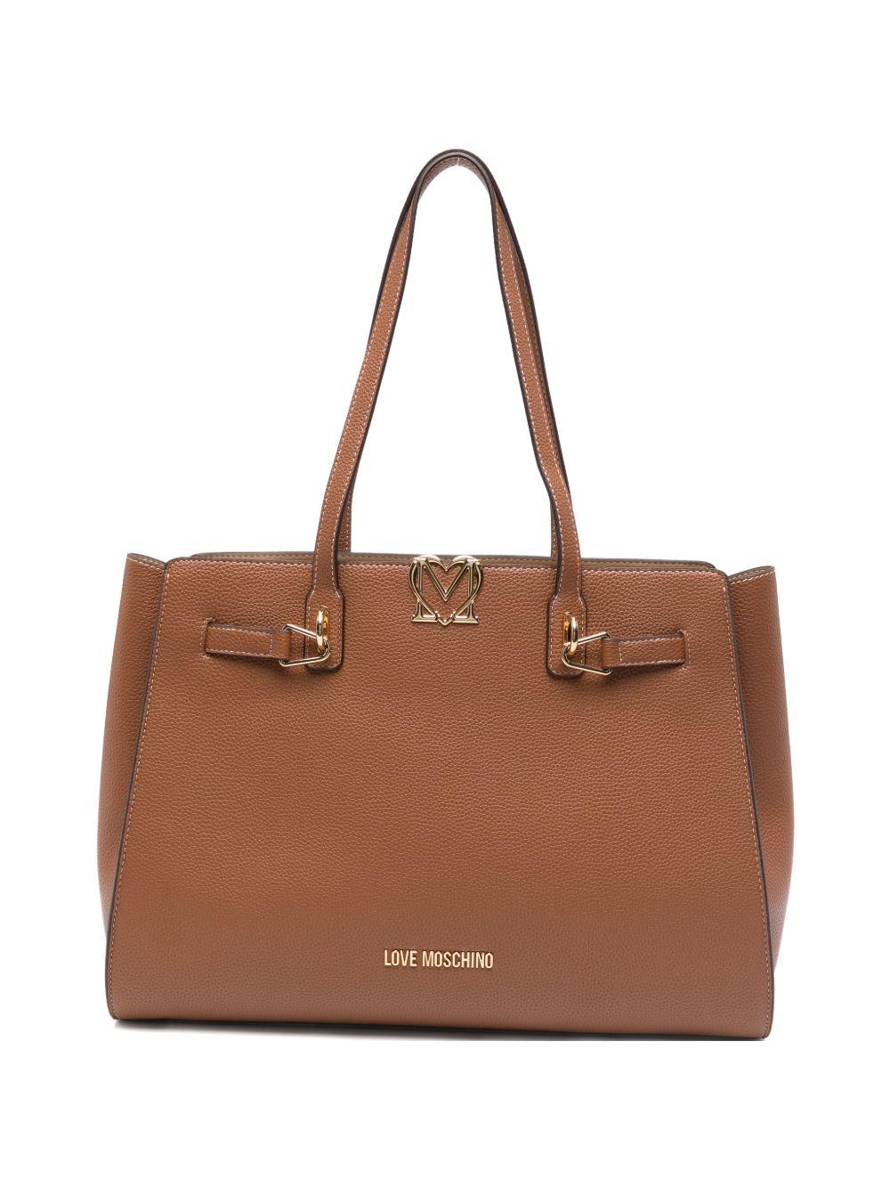 LOVE MOSCHINO Borsa shopping in ecopelle marrone 
