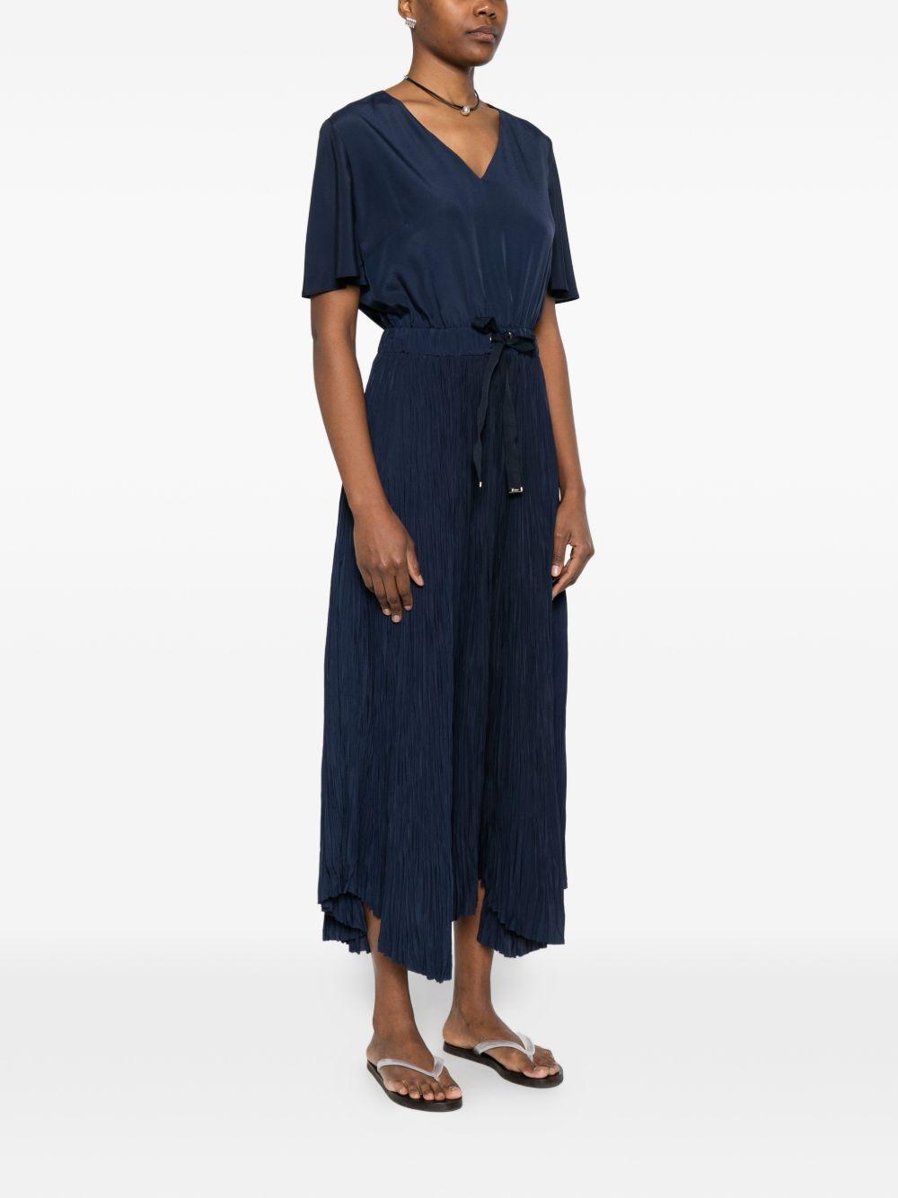 HERNO Abito lungo blu navy con gonna plissettata 