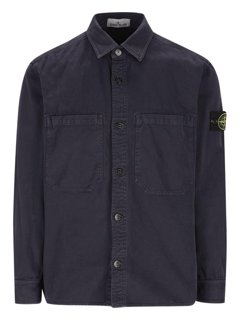 STONE ISLAND Camicia in jeans blu scuro 