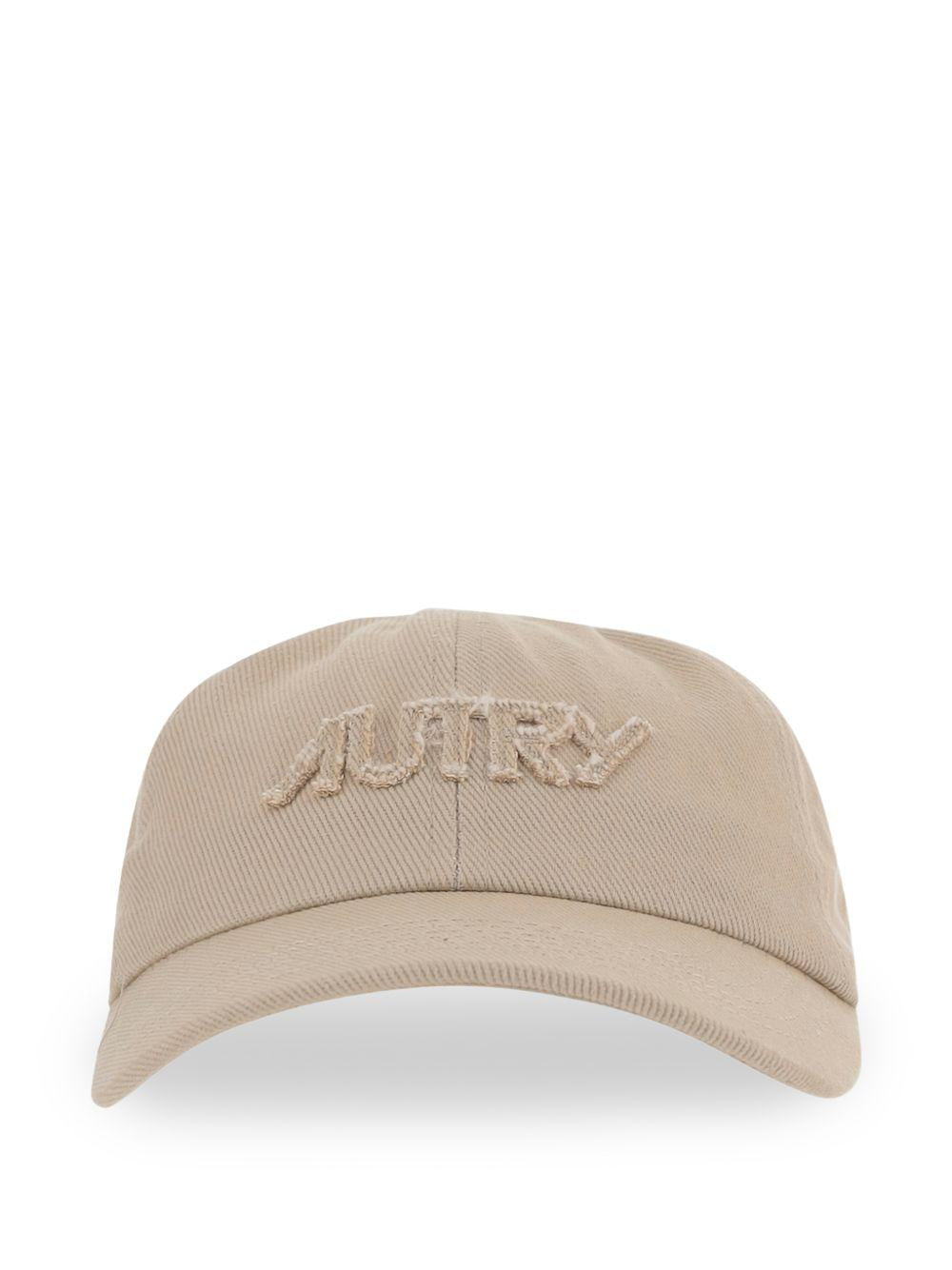 AUTRY Cappello da baseball in cotone beige con logo 