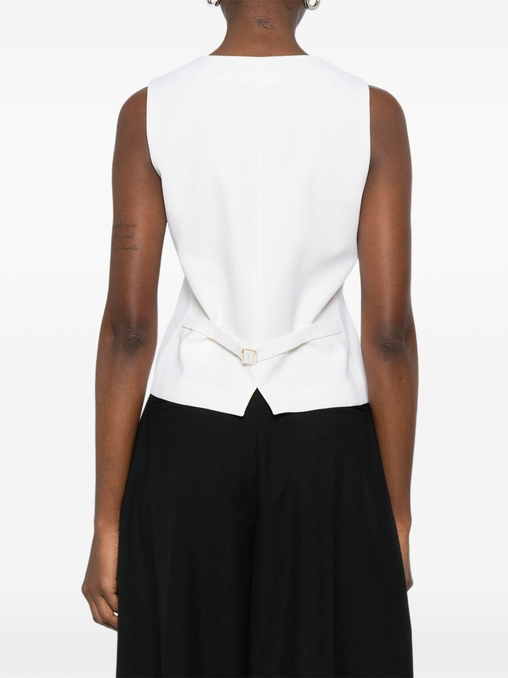 MAX MARA STUDIO Gilet bianco smanicato con scollo a V 