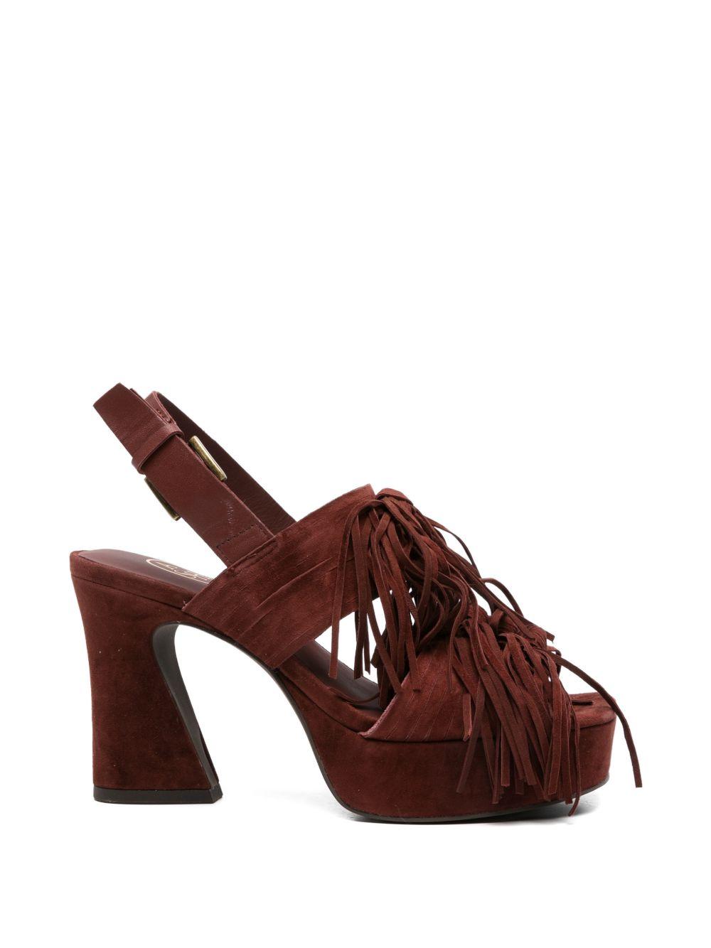 ASH Sandali Oprah con tacco e frange in suede 