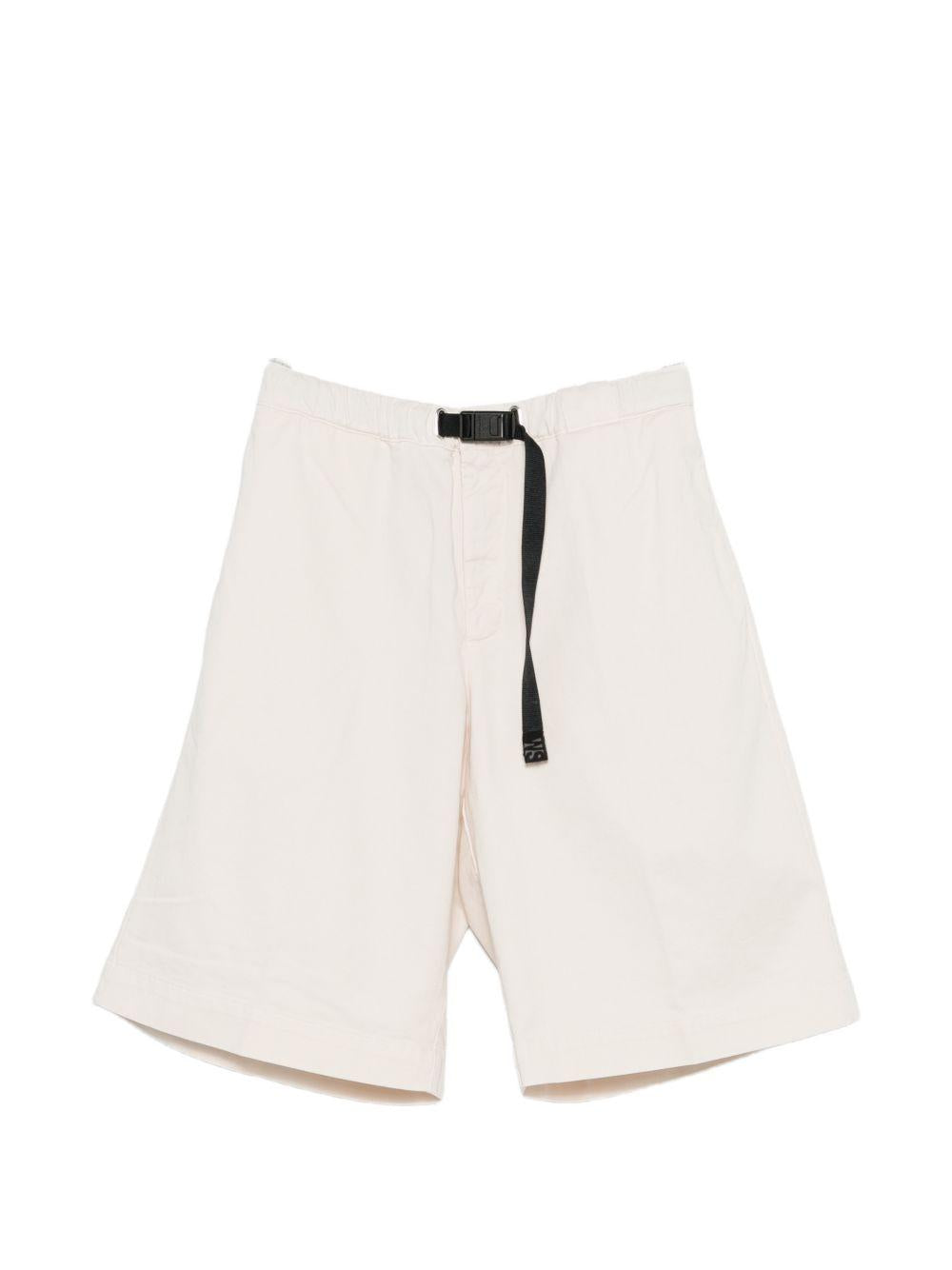 WHITE SAND Shorts in cotone bianco con cintura nera 