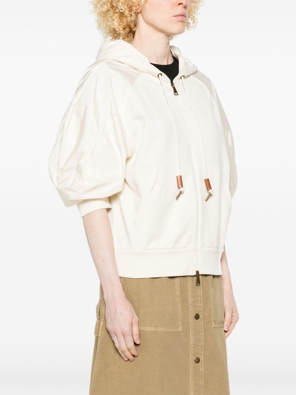 MONCLER Beige sweater with hood and puff sleeves<BR/> 