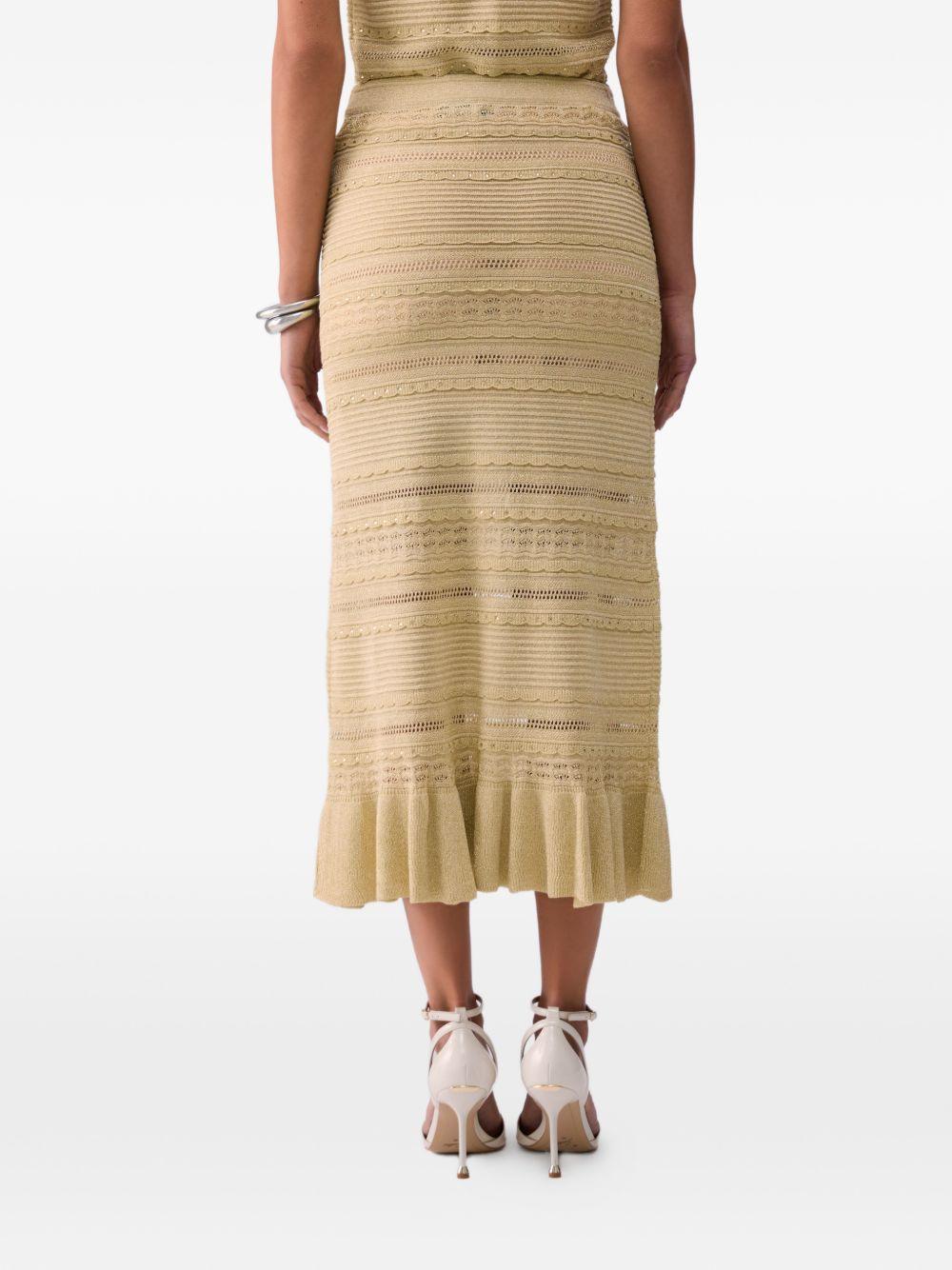 LIUJO Gonna longuette giallo paglia in crochet 