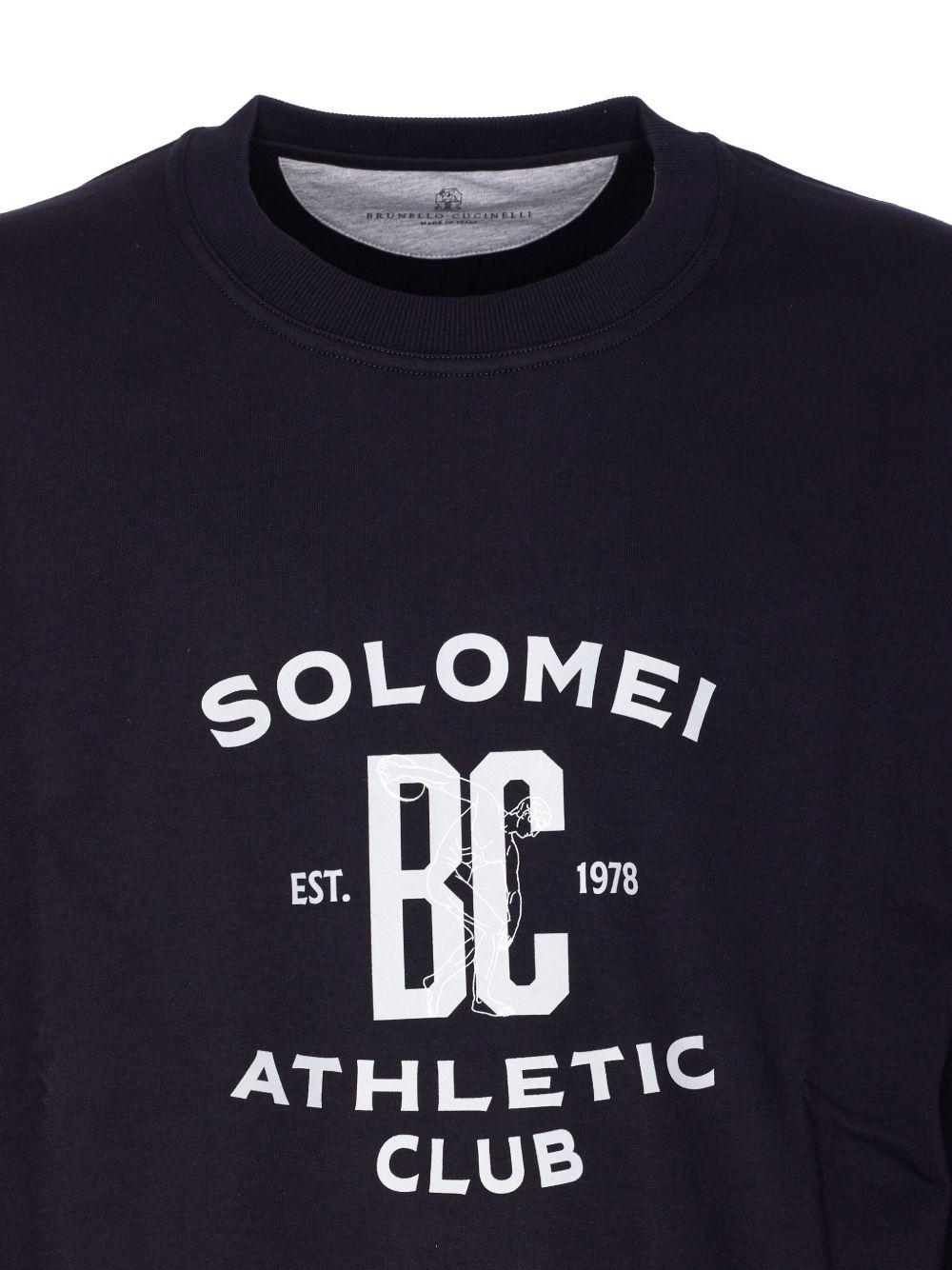 BRUNELLO CUCINELLI Felpa girocollo blu con stampa 