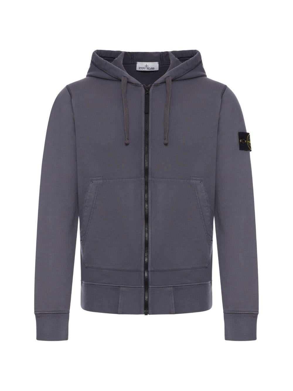 STONE ISLAND Felpa in colore blu chiaro con cappuccio e zip 