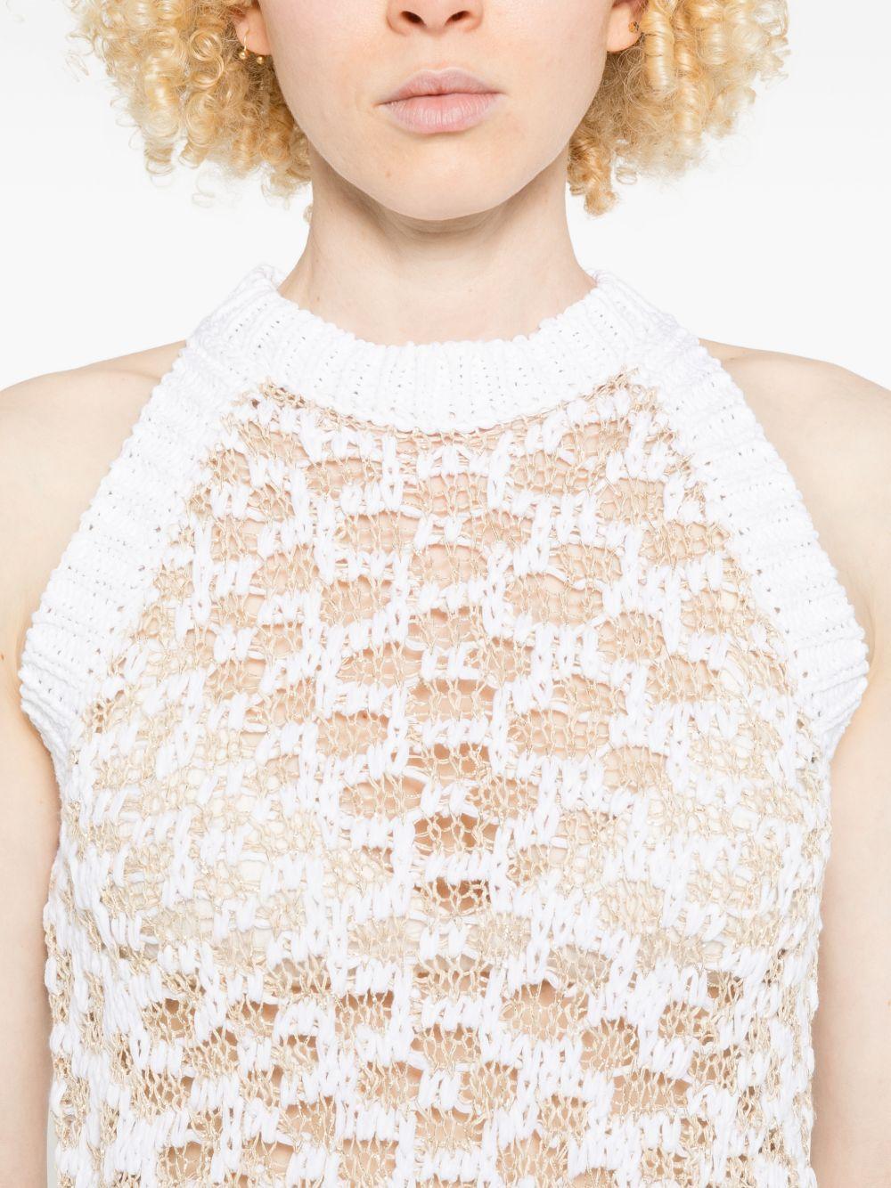 PESERICO Top in crochet a maglia larga bianco 