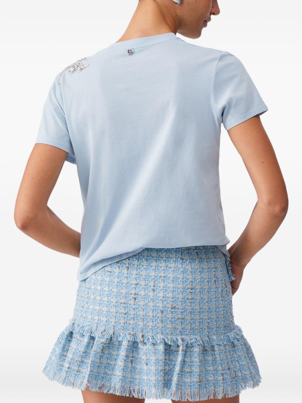 LIUJO T-shirt celeste impreziosita da strass 