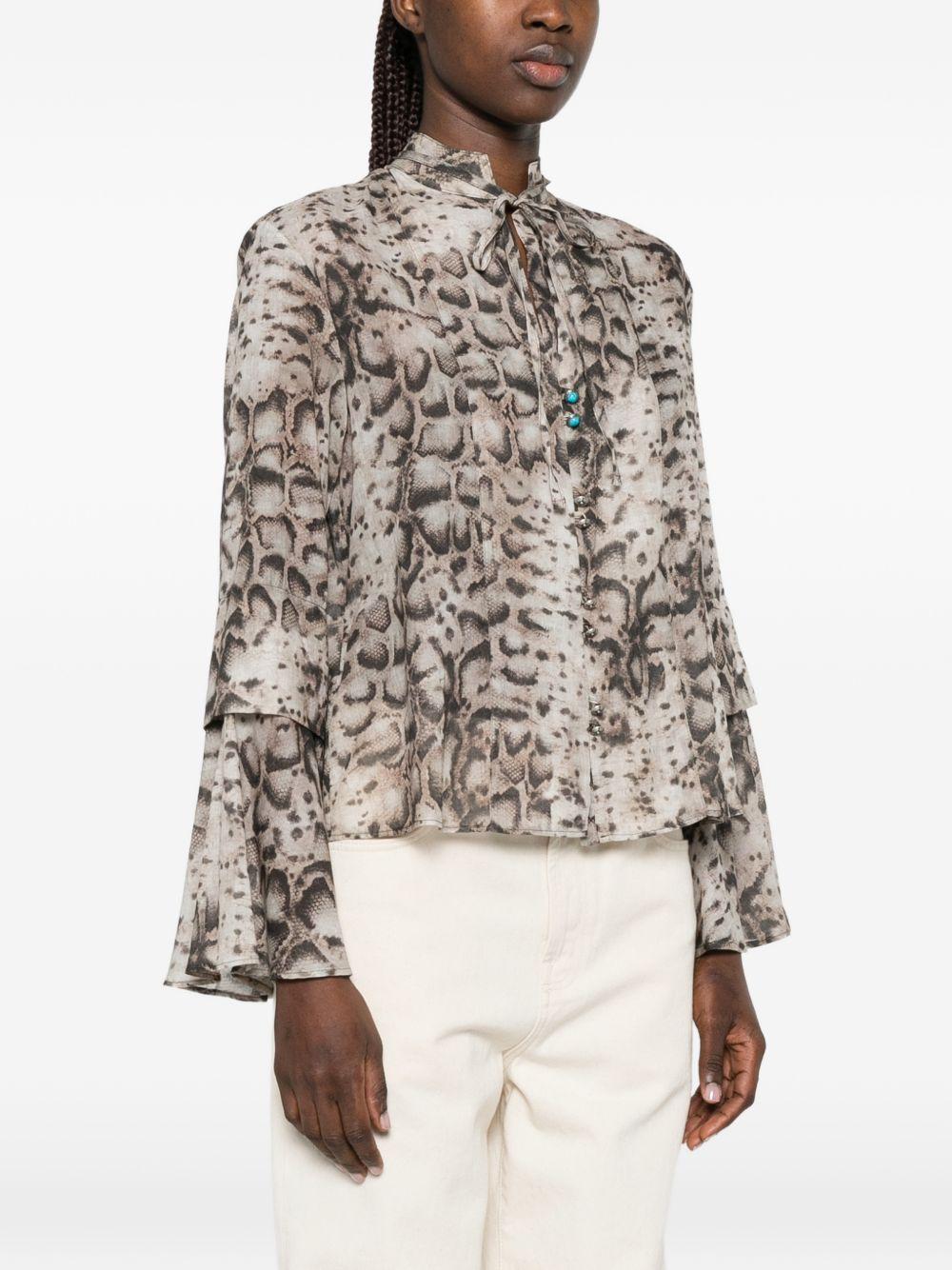 PINKO Blusa Caracalla in cotone con stampa animalier 